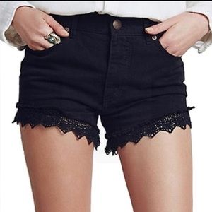 Free People Black Lace Bottom Shorts - Size 25